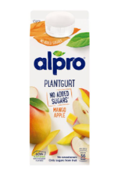 Питьевой йогурт Alpro Plantgurt Hapatettu Soijavalmiste, Mango-Omena 750г манго-яблоко без сахара