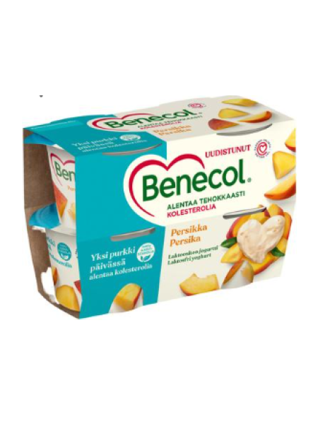 Йогурт с персиком Benecol 4X115г для снижения холестерина с низким содержанием жиров