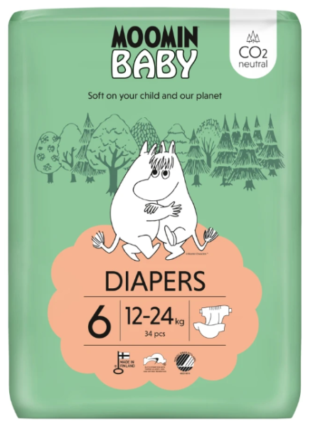Подгузники для детей Muumi Baby Diapers  №6 12-24 кг 34 штуки