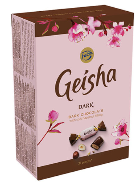 Подарочная коробка конфет Geisha Dark 150г темный шоколад с орехово-сливочной начинкой