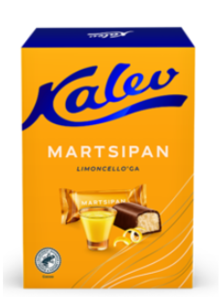 Подарочная упаковка конфет Kalev марципановые с ликером Лимончелло 150г