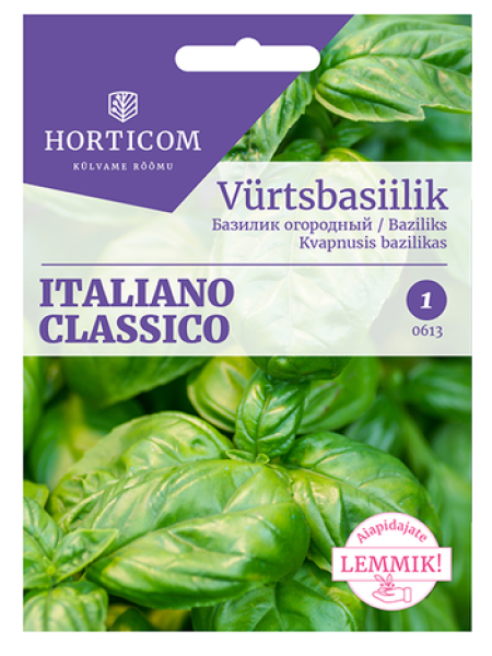 Семена базилик пряный сорт Итальяно Классико HORTICOM Vürtsbasiilik Italiano Classico 1г