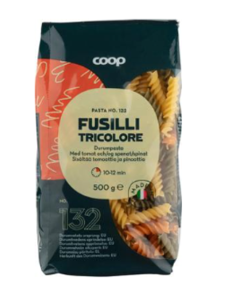 Цветные спиральки Coop Fusilli Tricolori 500 г