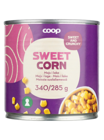 Кукуруза в соляном бульоне Coop Sweet Corn 340/285 г в ж/б