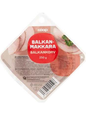 Вареная колбаса Coop Balkan 250г нарезка не содержит глютен