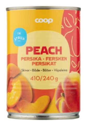 Персики резанные в сахарном сиропе Coop persikat viipaleina sokeriliemessä 410/240г