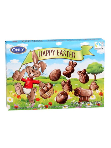 Фигурки из молочного шоколада с пасхальным дизайном Milk chocolate ONLY Happy Easter 100г
