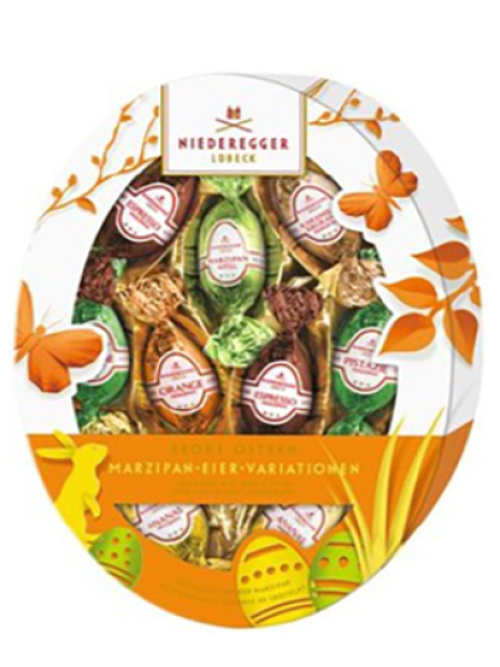 Шоколадные яйца марципановые NIEDEREGGER Martsipani munad 150г в подарочной упаковке