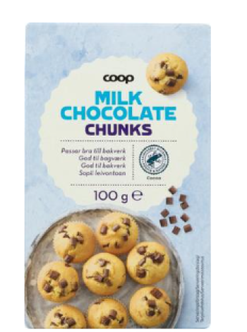 Кусочки молочного шоколада для выпечки Coop Milk Chocolate 100г