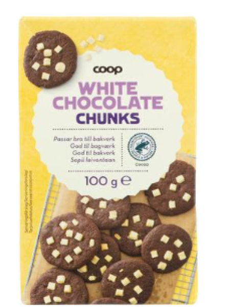 Кусочки белого шоколада для выпечки Coop white chocolate 100г