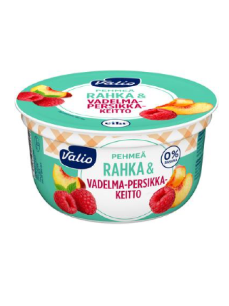 Мягкий творожок Valio pehmeä rahka & vadelma-persikkakeitto 150г малина персик без лактозы