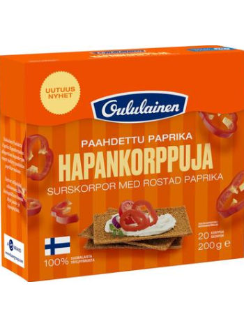 Ржаные хлебцы с паприкой Oululainen Paahdettu paprika Hapankorppu 200г