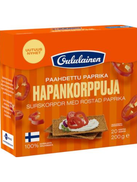 Ржаные хлебцы с паприкой Oululainen Paahdettu paprika Hapankorppu 200г