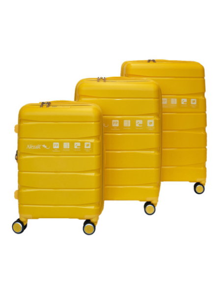Набор чемоданов Alezar Lux Digitex, желтый (20 дюймов, 24 дюйма, 28 дюймов)