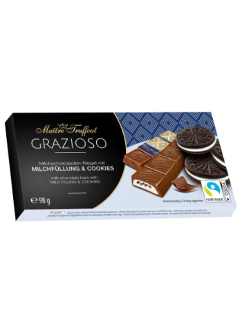 Молочный шоколад с кусочками печенья Maitre Truffout Grazioso 8x12,5г 
