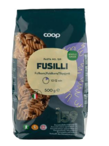Макароны цельнозерновые Coop Fusilli 500 г
