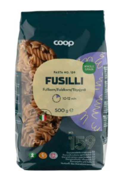 Макароны цельнозерновые Coop Fusilli 500 г