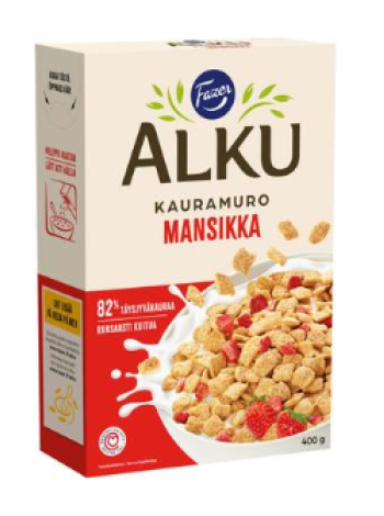 Готовый овсяный завтрак Fazer Alku Mansikka kauramuro 400г с клубникой