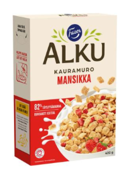 Готовый овсяный завтрак Fazer Alku Mansikka kauramuro 400г с клубникой