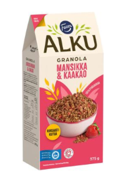 Готовый завтрак Fazer Alku Mansikka & kaakao granola 375г клубника какао