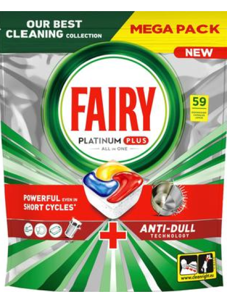 Таблетки для посудомоечной машины Fairy Platinum Plus All in One Anti-Dull 59 шт