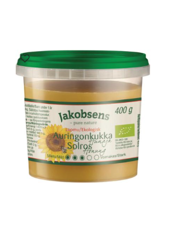 Мед органический из подсолнечника Jakobsens luomu auringonkukkahunaja 400г 