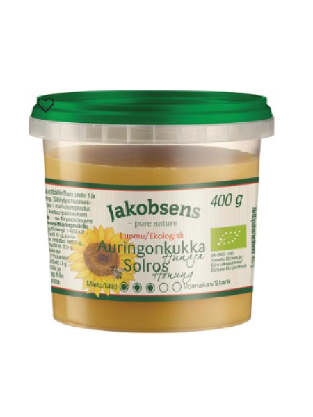 Мед органический из подсолнечника Jakobsens luomu auringonkukkahunaja 400г
