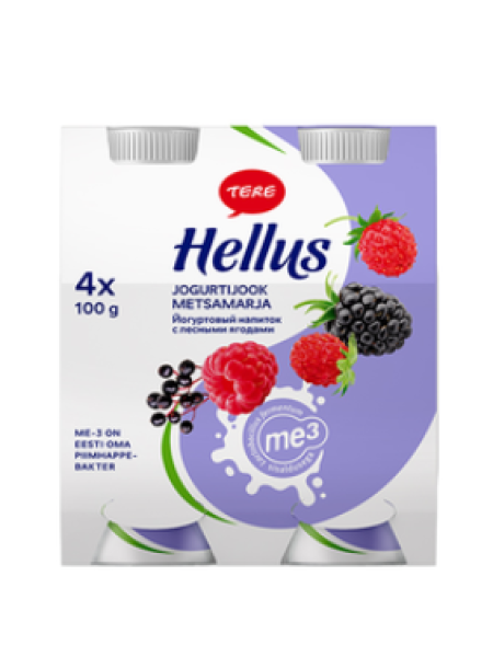 Питьевой йогурт HELLUS 4х100мл лесные ягоды