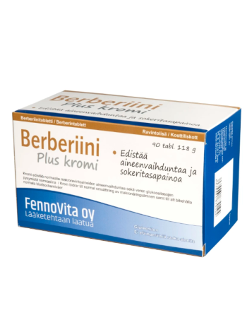 Биологически активная добавка Fennovita Ravintolisä Berberiini 90 таблеток для поддержания нормального уровня глюкозы в крови