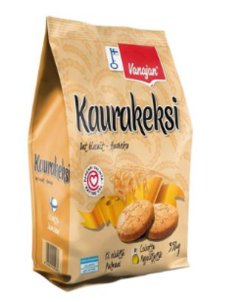 Овсяное печенье Vanajan Kaurakeksi 350г в мягкой упаковке