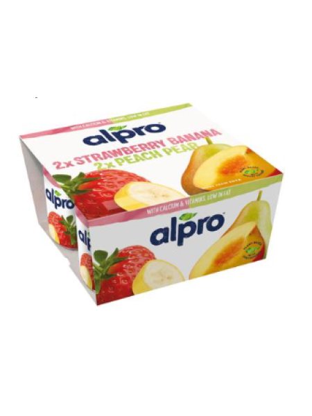 Соевый йогурт Alpro 2x (2x125г) персик-груша / клубника-банан 