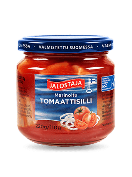 Сельдь маринованная Jalostaja Marinoitu Tomaattisilli 220/110г с помидорами и луком
