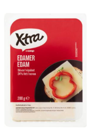 Сыр сливочный Xtra Edam 24% 200г в нарезке