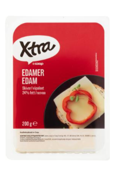 Сыр сливочный Xtra Edam 24% 200г в нарезке
