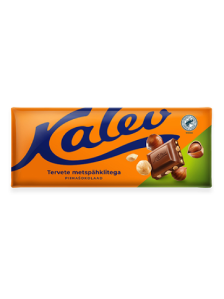 Шоколад молочный с цельным лесным орехом Kalev tervete metsapähklitega 200г