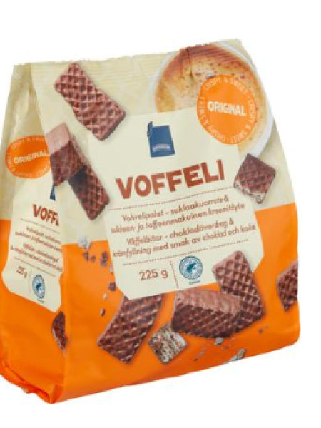 Вафли со вкусом шоколада и ириски Rainbow Voffeli Suklaa-Toffee 225г