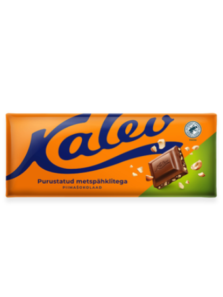 Шоколад молочный с дробленым фундуком Kalev piimašokolaad purustatud metspähklitega 200г