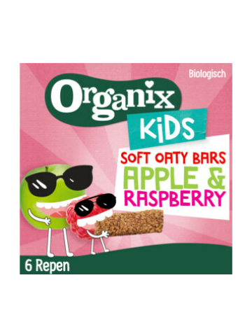 Органические цельнозерновые овсяные батончики Organix Kids Oaty Bars Raspberry & Apple 180 г (6x30 г) малина яблоко