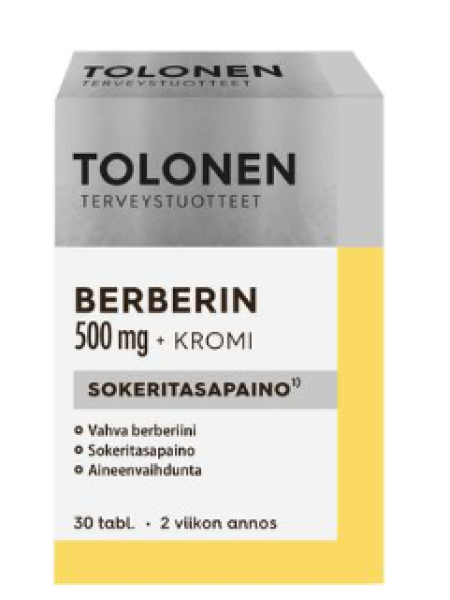 Витамины берберин с хромом Tri Tolonen Berberiini Kromi 500mg 30 таб 