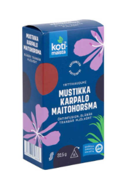 Чай в пакетиках Kotimaista 22,5 г Mustikka-karpalo-maitohorsma hauduke черника клюква