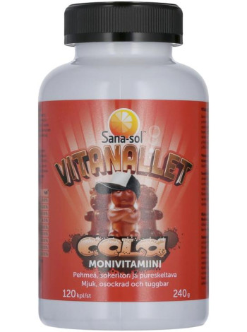 Жевательные витамины Мишки Sana-sol Vitanallet Cola Multivitamin 120шт со вкусом колы / 240г без сахара