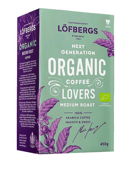 Органический молотой кофе Löfbergs Organic Medium Roast  Kahvi Luomu 450г