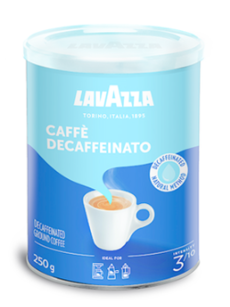 Молотый кофе без кофеина LAVAZZA Caffe Decaffeinato 250г в ж/б