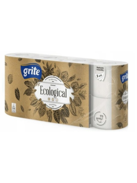 Экологическая туалетная бумага GRITE ECO WC 3-х слойная 8 рулонов