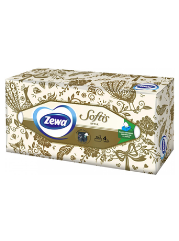 Платки носовые Zewa Softis In Box 80шт 4-х слойный в коробке