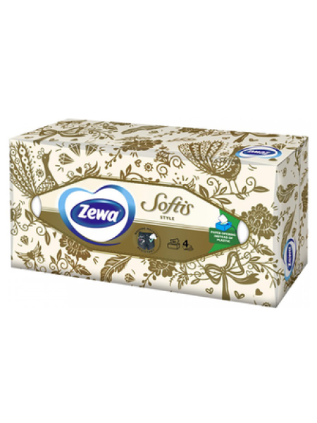 Платки носовые Zewa Softis In Box 80шт 4-х слойный в коробке
