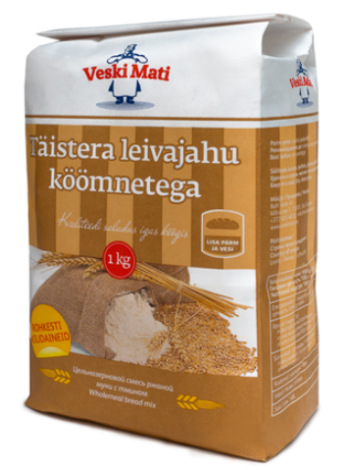 Цельнозерновая мука для хлеба с тмином VESKI MATI Täistera leivajahu köömnetega 1 кг