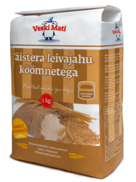 Цельнозерновая мука для хлеба с тмином VESKI MATI Täistera leivajahu köömnetega 1 кг