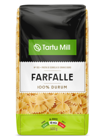 Паста из твердых сортов Фарфалле TARTU MILL Farfalle 500г
