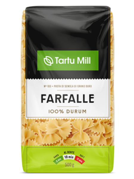 Паста из твердых сортов Фарфалле TARTU MILL Farfalle 500г
